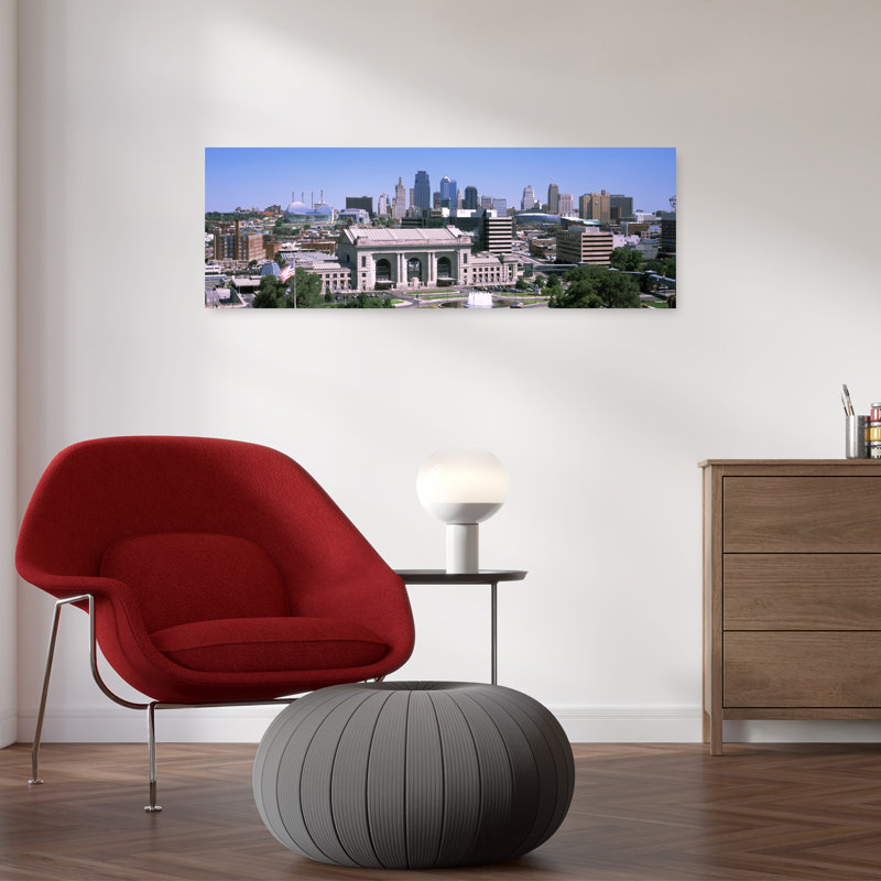 Union Station with city skyline in background Kansas City Missouri USA 1 Piece Wrapped Canvas Panoramic Wall Art