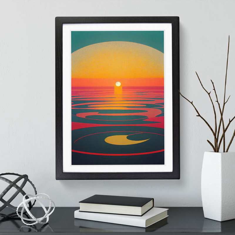 Peaceful Sunset Abstract - Framed Print, Black, 34cm H x 25cm W
