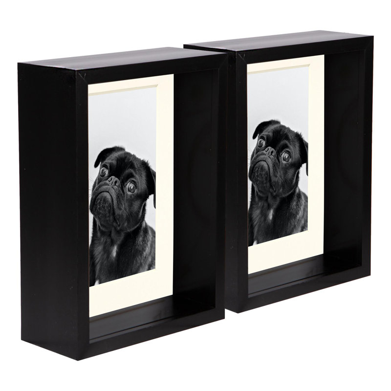 Nicola Spring - 5" x 7" 3D Deep Box Photo Frames - 4" x 6" Mount, Black