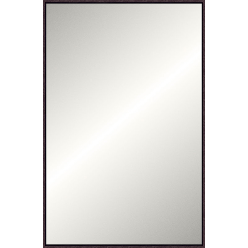 Solid Wood Framed Wall Mirror, 35.25" x 23.25", Gray, Rectangle