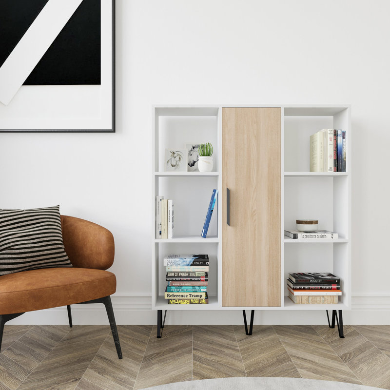 124.5cm H x 119.4cm W Reynaud Bookcase, White/Oak