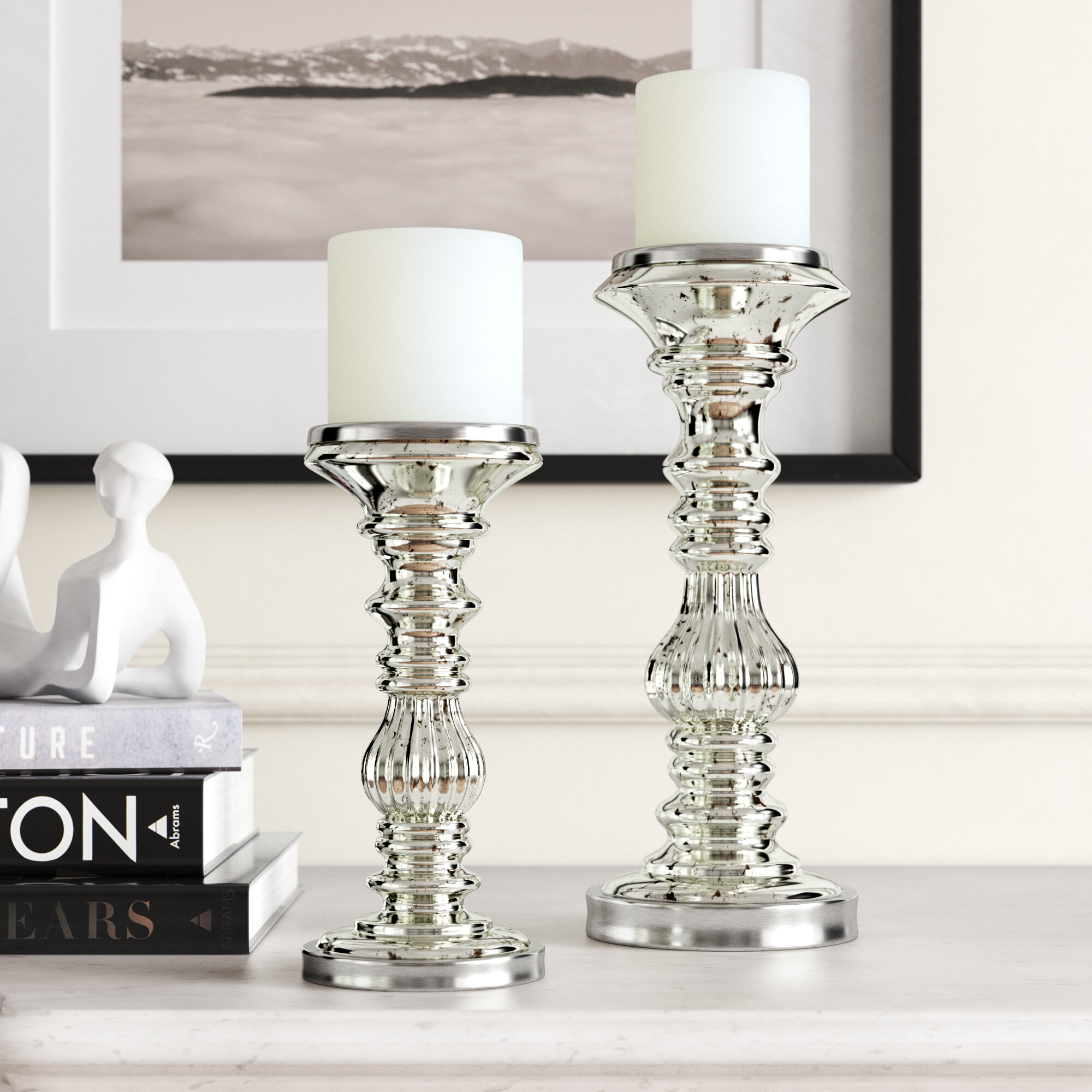 Kelly Clarkson Home 2 Piece Glass and Metal Tabletop Candlestick Set ...