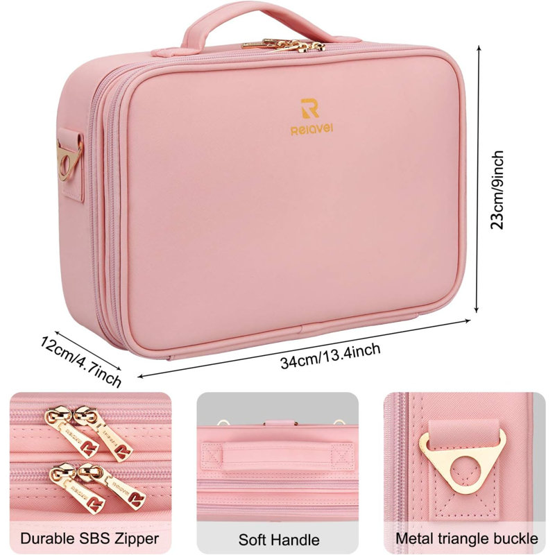 Trousse de voyage, trousse de maquillage, trousse de maquillage, trousse de rangement portable pour artiste avec cloisons réglables pour les pinceaux de maquillage, accessoires de toilette, accessoires numériques