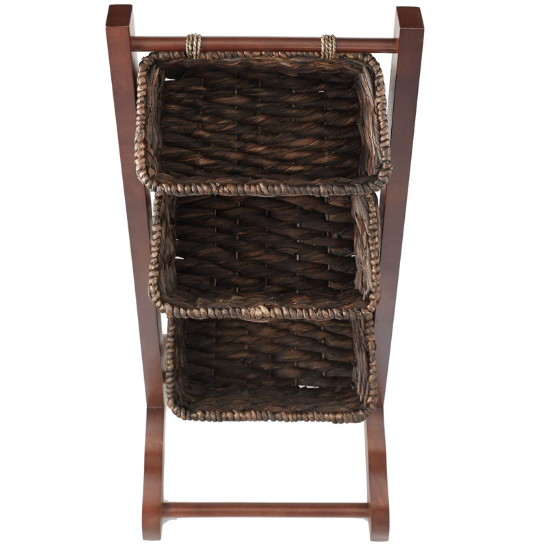 3-Tier Floor Stand with Storage Basket Bins - Walnut/Espresso, Walnut/Espresso