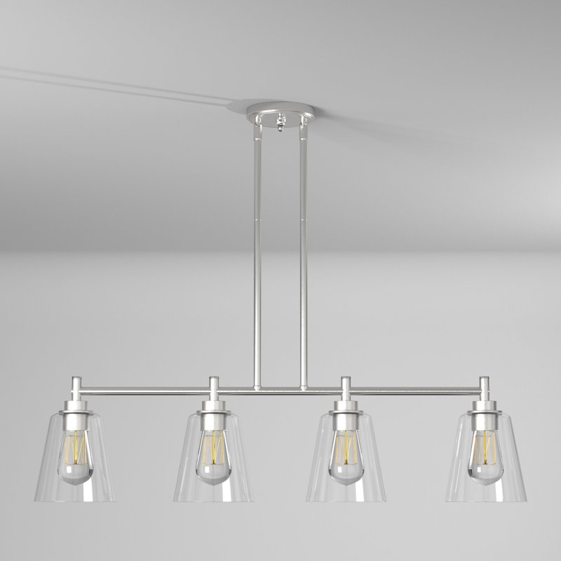 Washington Mews 4 - Light Kitchen Island Linear Pendant, Satin Platinum