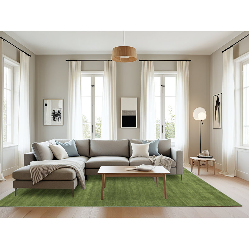 Tapis de zone vert contemporaine, Rectangle 8 pi x 10 pi