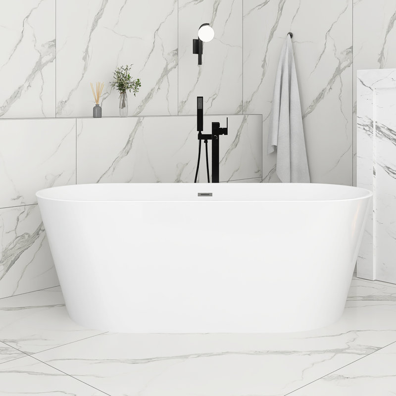 67'' X 31'' Acrylic Freestanding Soaking Bathtub, Glossy White
