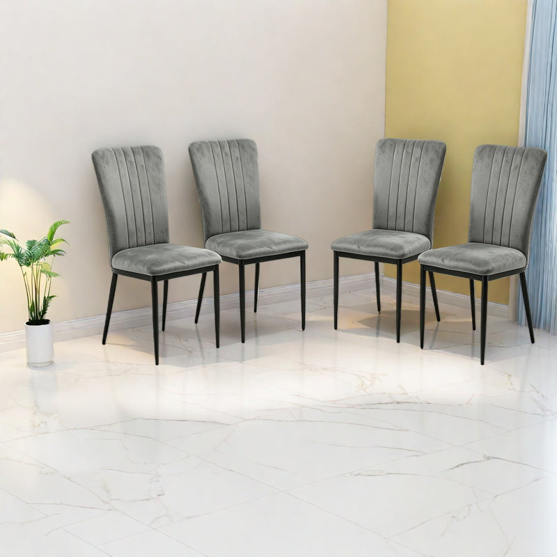 Ensemble de 4 chaises de salle à manger confort, métal velours, moderne pour la cuisine