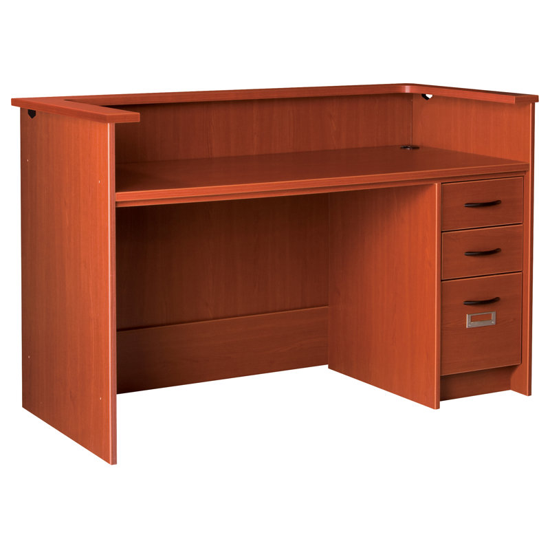 Bureau de réception rectangulaire en stratifié Library, Droite, Chêne clair