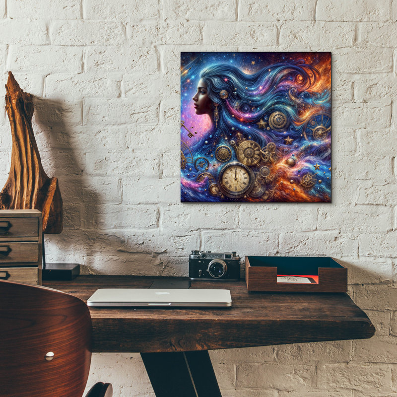  Art mural en verre «Celestial Time Keeper 1» par Rey Klimt, H 12 po x l 12 po x P 0,13 po