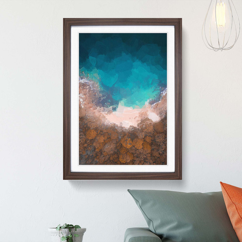 Reef Beach in Australia in Abstract - Picture Frame Graphic Art Print, Walnut Framed, 48cm H x 36cm W x 2cm D