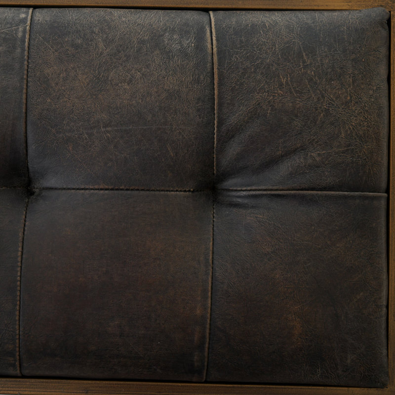 Oxford Leather Bench, Rialto Ebony Top Grain Leather