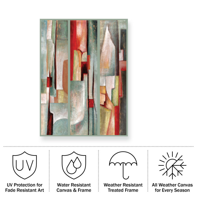 Triptyque abstrait, H 24 po x l 18 po