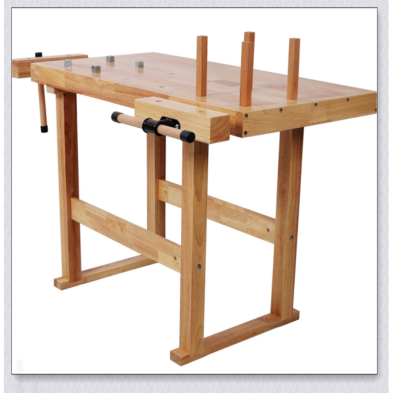 Établi robuste en bois de 40 pouces avec poignée réglable et capacité de charge de 330 lb, idéal pour les projets de garage et d'atelier