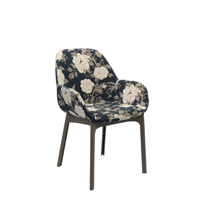 Clap Upholstered Arm Chair, Dark Gray, Taupe