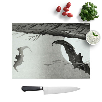 Tempered Glass Bats Under a Full Moon Chopping Board