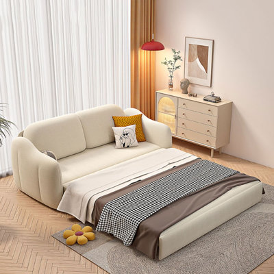 Modern and simple white folding dual-purpose living room sofa bed