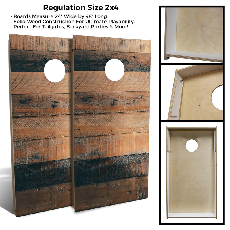 Ensemble de 2 panneaux de cornhole en palette récupérée 2 pi x 4 pi avec étui et lumières