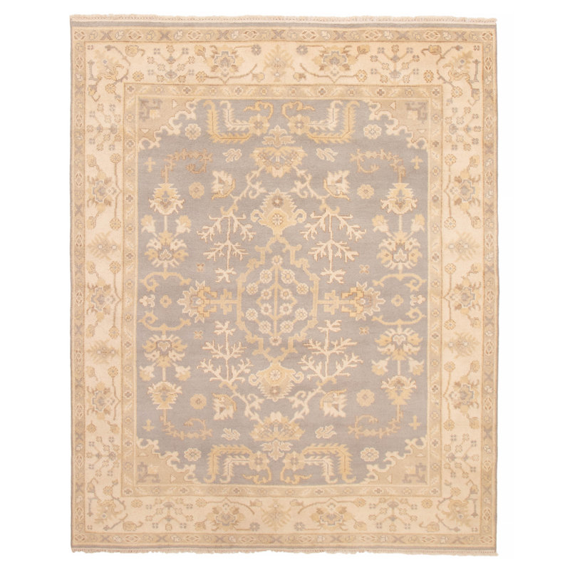 Tapis gris en laine noué à la main Royal Oushak 7 pi 10 po x 9 pi 10 po