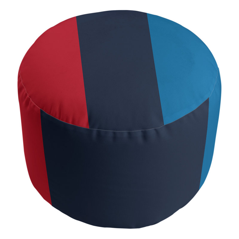 Repose-pieds cubique rond à rayures 20,5", Rouge / bleu marine / bleu poudre