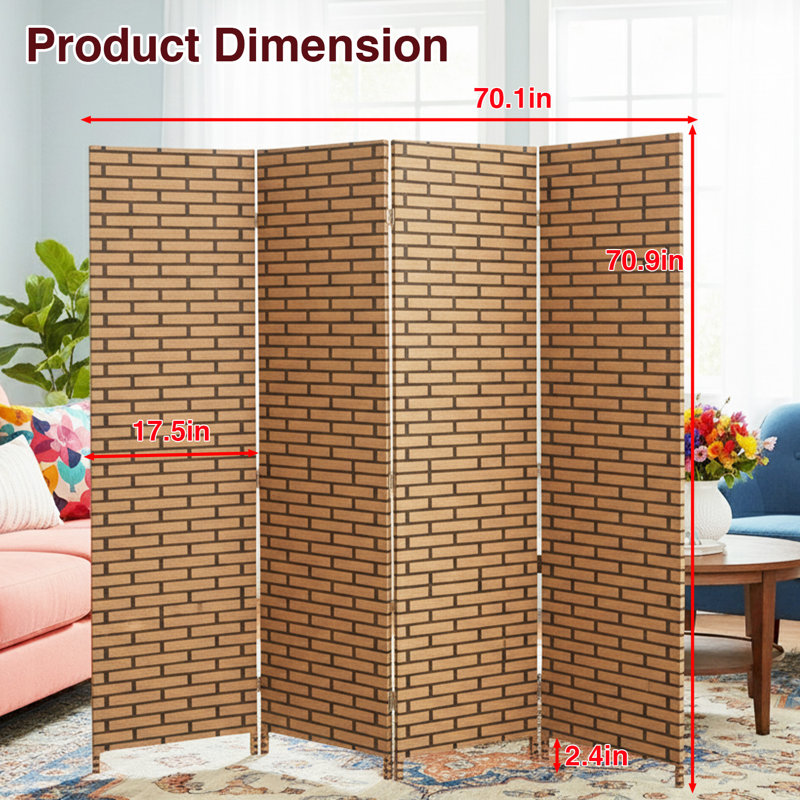 Cloison pliante 71 "H, 4, Brique