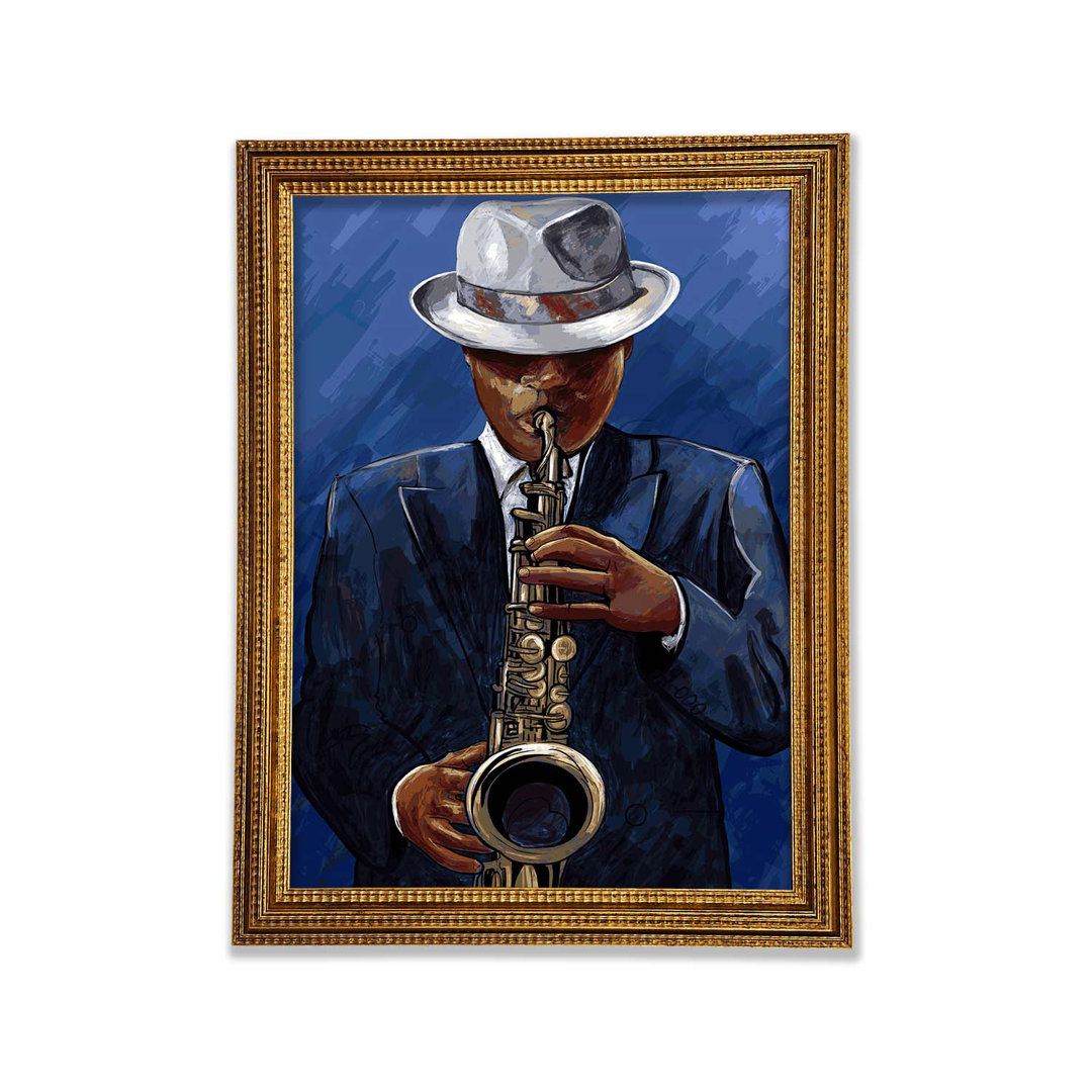 Loves Playing The Saxophone - Einzelner Bilderrahmen Kunstdrucke