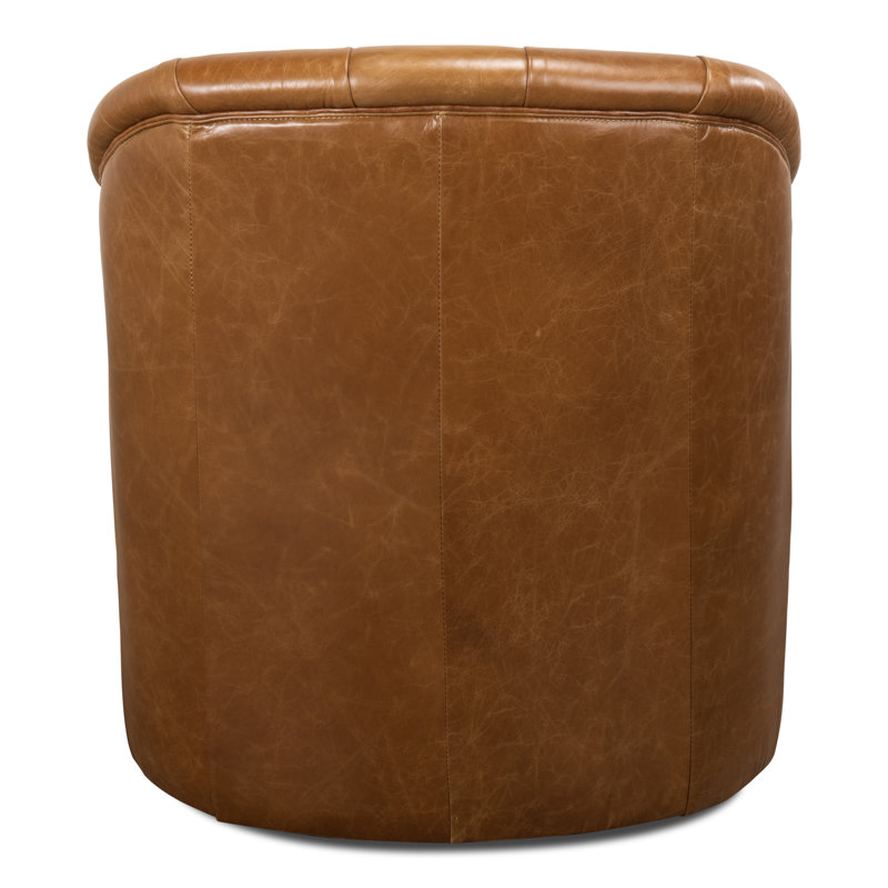 Coolidge Swivel Club Chair, Cuba Brown Genuine Leather