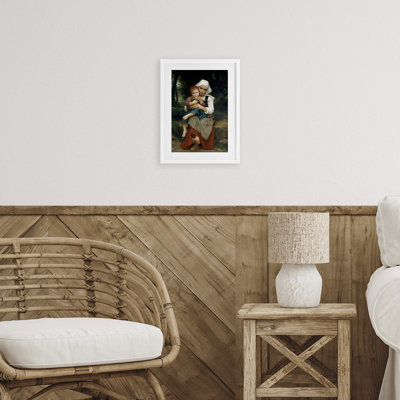 Classical Bouguereau Brother & Sister Framed Print Under Glass, design by William Adolphe Bouguereau