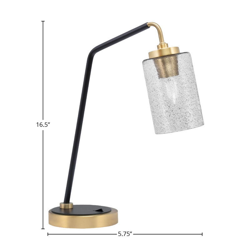 Lampe de bureau en acier inoxydable Arshan, Noir mat / laiton