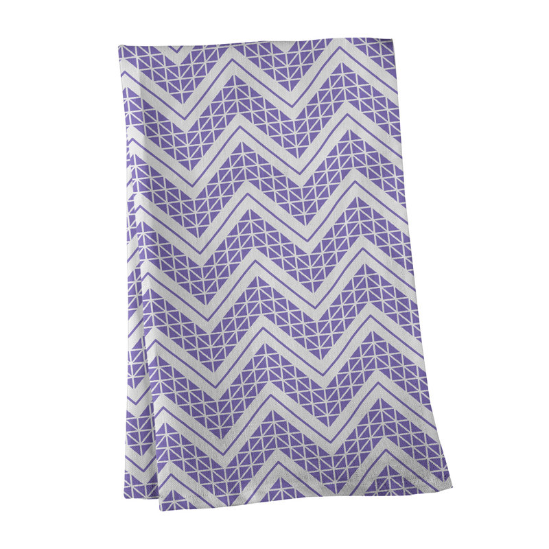 Stephenie Tea Towel Kitchen Towel, White/Black/Purple, Cotton Twill