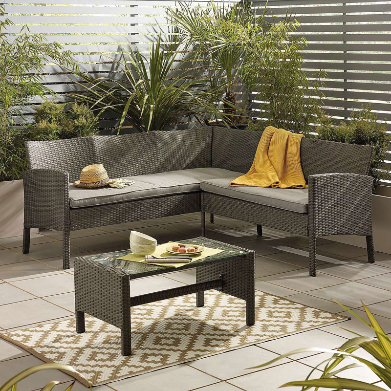  4 - Person Seating Group with Cushions, Grey