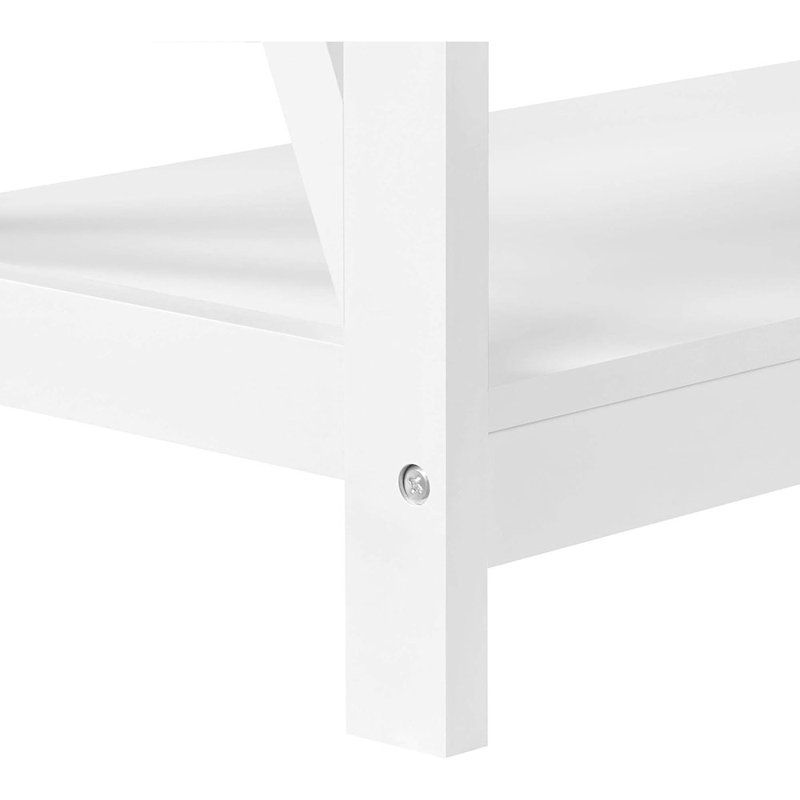 2-Tier X-Design Console Table, Narrow Entryway/Sofa Table, White