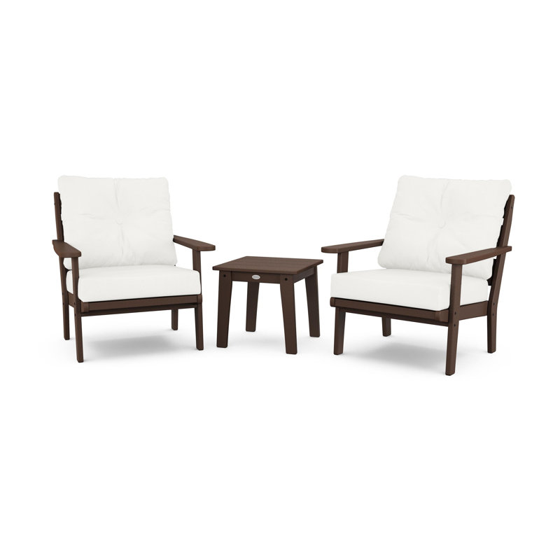 Lakeside 3-Piece Deep Seating Chair Set, Mahogany, Natural