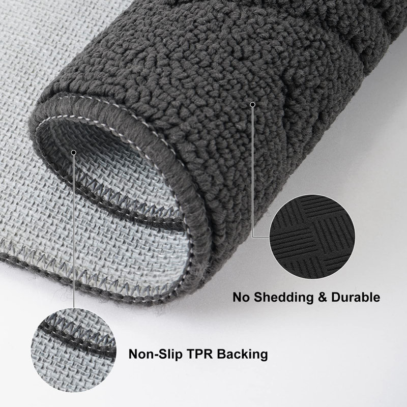 Premium Indoor Outdoor Mat Rubber Backing Non Slip Super Absorbent Resist Dirt Entrance Rug, Dark Gray, 32" W x 48" L