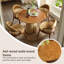 Table de salle à manger ronde 31,50 "en bois massif minimaliste moderne avec détails en rotin-130632978
