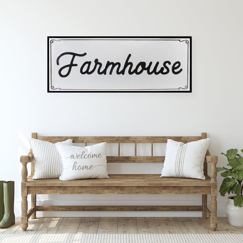 36" Black and White Metal Farmhouse Wall Sign Decor