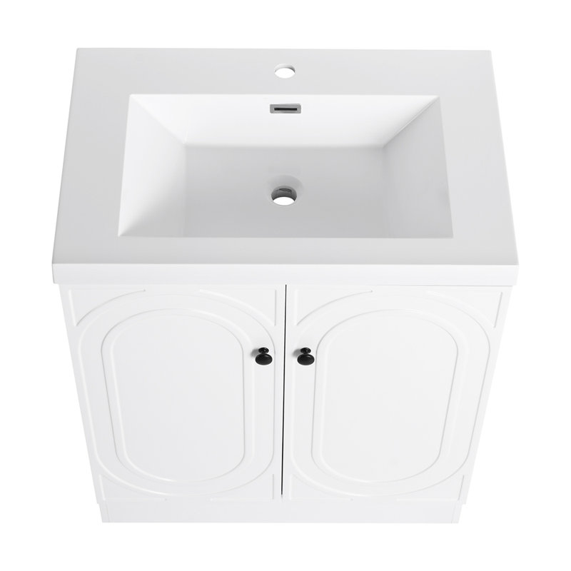 Meuble-lavabo sur pied 30 po avec lavabo en résine, Blanc