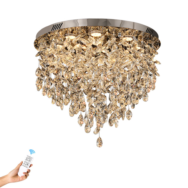 Lustre en cristal moderne à intensité variable de 24 po Idelfonso K9, H 22 po x l 24 po x P 24 po