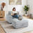 Ermia Modern Faux Fur Chaise Lounge Chair with Movable Storage Ottoman and Cup Holder-111718441