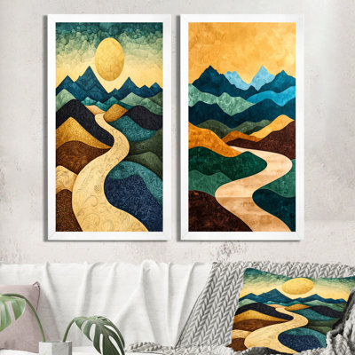 Désert chemin doré des montagnes du Sinaï I - ensemble de 2 reproductions d'art mural