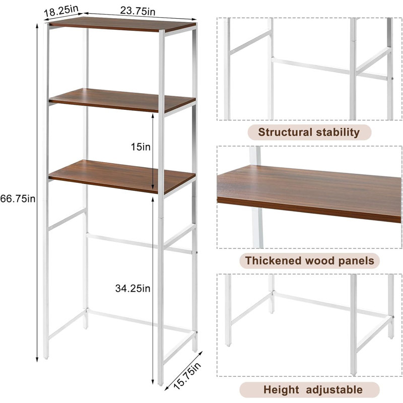 3 Tier Mini Fridge Stand With Storage For Dorm,Over Mini Fridge Multipurpose Storage Shelf Rack Standing Organizer, White