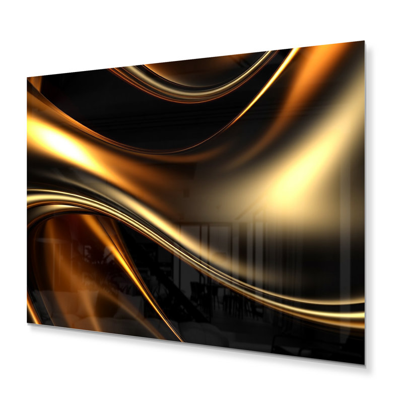 Décoration murale en métal doré noir surréels III - Fractales, H 30 po x l 40 po x P 1 po