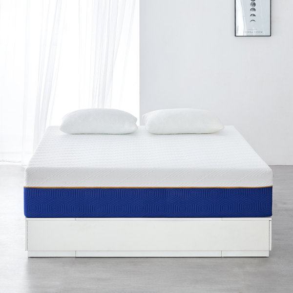 14 Deep Blue and White Soft Breathable Comfort Memory Foam Mattress Quick  use