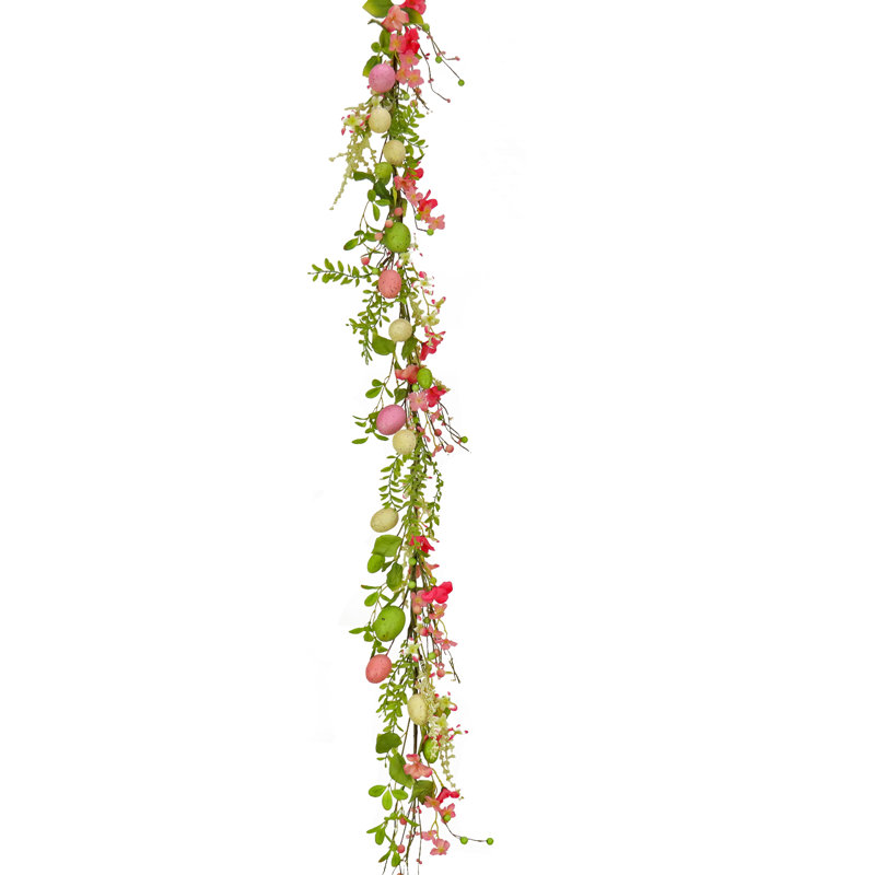 60" Flowering Pink and Green Easter Garland
