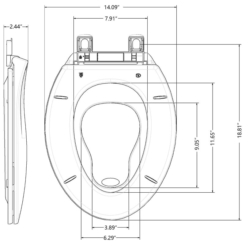 Global Commercial Toilet Seat with Built-In Toddler Potty Training, Soft Close, Quick-Release Hinges, Fits Round & Elongated, Durable PP, Quiet Close - Commercial Grade