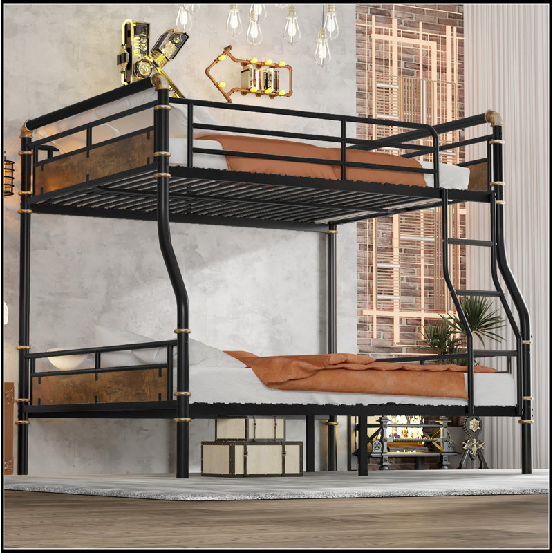 Lit superposé polyvalent en métal industriel pour les adolescents, peu encombrant et durable