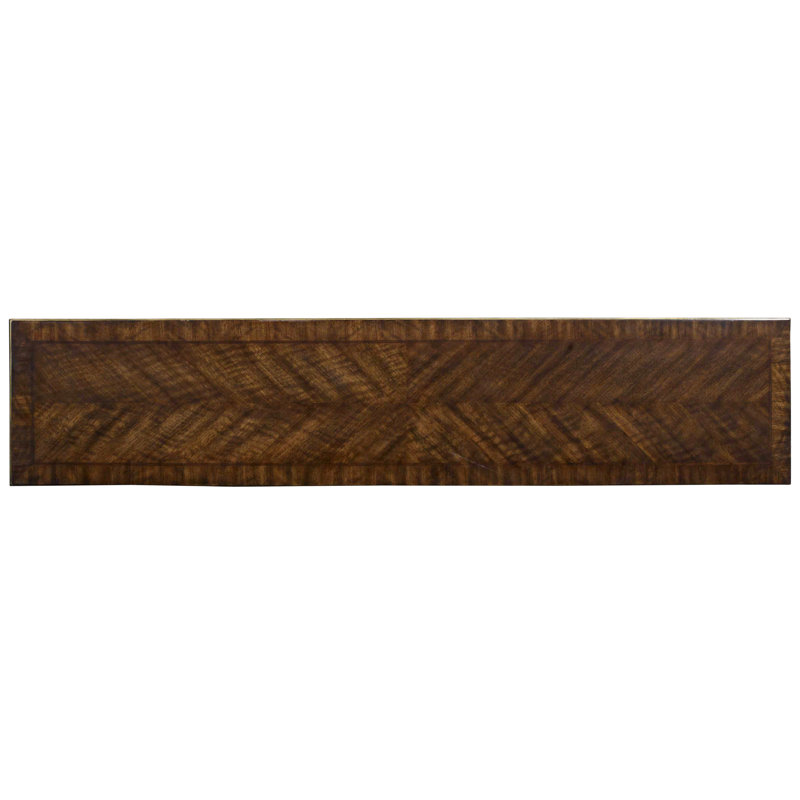 Transitional Brown Gold Wood Demilune Console Table with Storage