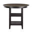 Table haute de salle à manger, style transitionnel, brun et noir, 2 étagères, table pour 4 personnes avec étagères, style transitionnel, salle à manger.