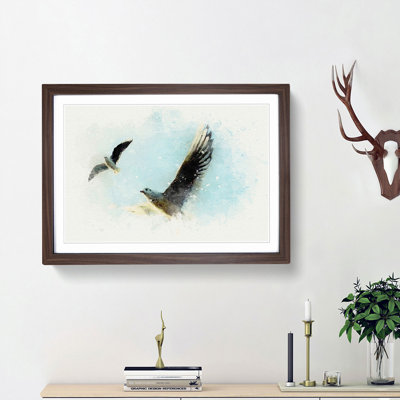 Pair of Flying Seagulls in Abstract - Picture Frame Graphic Art Print