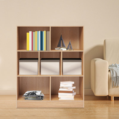 Bookcase With 7 Compartments, Rustic Display Cabinet Book Shelves For Bedroom,Living Room ,31.5(W)*9.06(D)*39.37In(H)